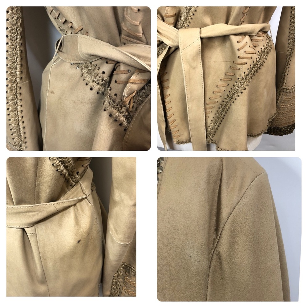Kobi Halperin Colette Leather Whipstitch Wrap Jacket M - Picture 12 of 13